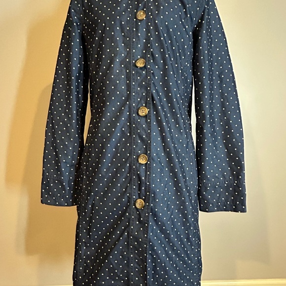 Land’s End Navy Polka Dot Button-Up Coat - Picture 2 of 6